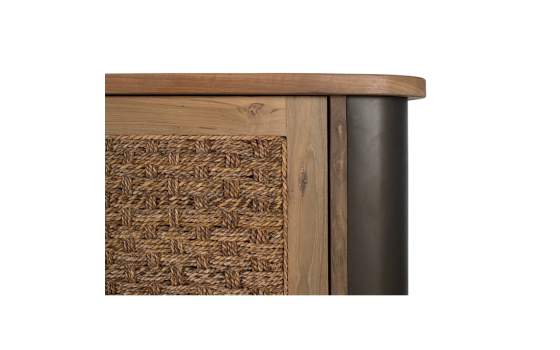 Aparador Industrial Madera Metal y Cuerda 4 Puertas Cordas