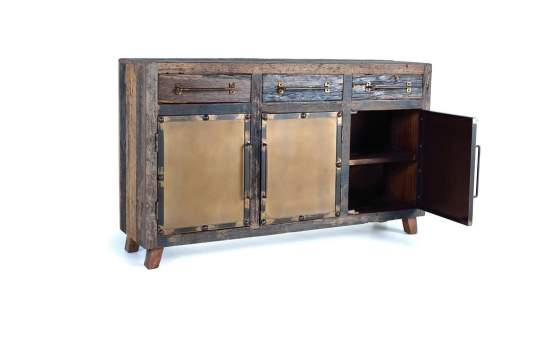 Aparador Industrial Madera Reciclada y Metal Serie Sunderlan