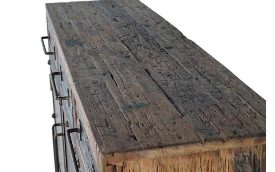 Aparador Industrial Madera Reciclada y Metal Serie Sunderlan