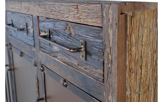 Aparador Industrial Madera Reciclada y Metal Serie Sunderlan