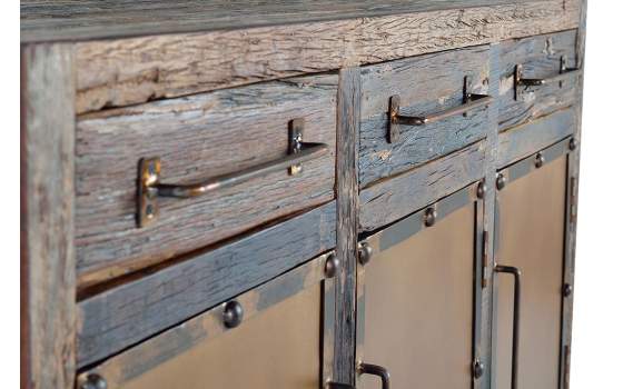 Aparador Industrial Madera Reciclada y Metal Serie Sunderlan
