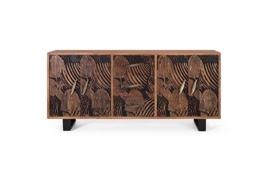 Aparador Madera Acacia Tallado Etnico Actual Serie Daersin