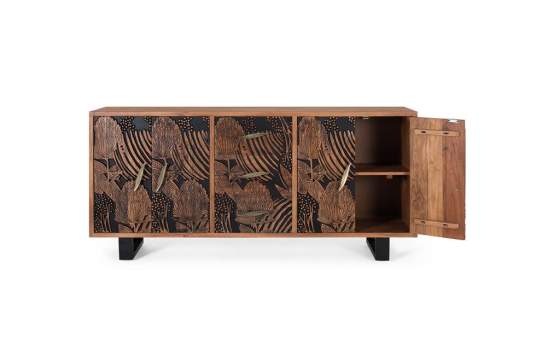 Aparador Madera Acacia Tallado Etnico Actual Serie Daersin