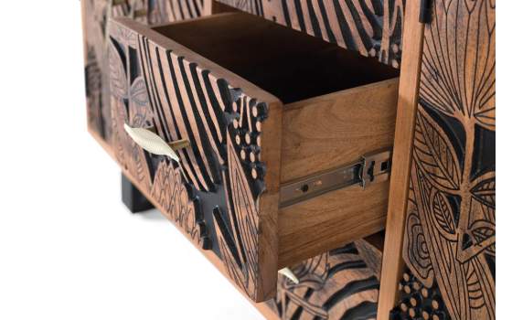 Aparador Madera Acacia Tallado Etnico Actual Serie Daersin