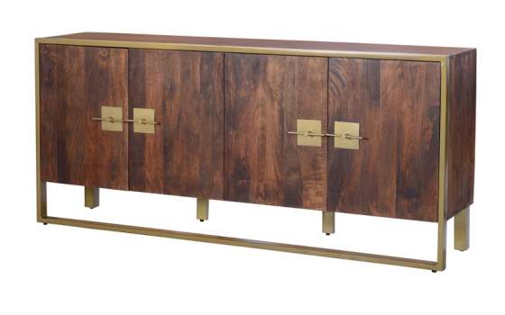 Aparador Madera Acero 4 Puertas Industrial Oriental Serie Opalo