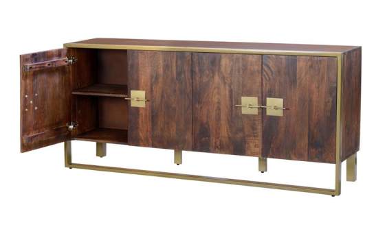 Aparador Madera Acero 4 Puertas Industrial Oriental Serie Opalo