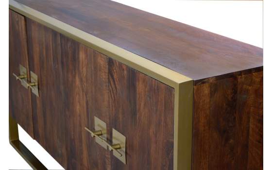 Aparador Madera Acero 4 Puertas Industrial Oriental Serie Opalo