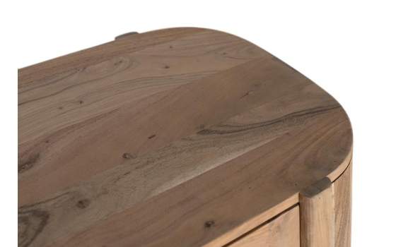 Aparador Madera Maciza Acacia 4 Puertas Cristal Serie Alfero