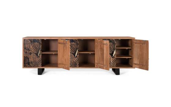 Aparador Madera Maciza Actual 6 Puertas Decoradas Daersin