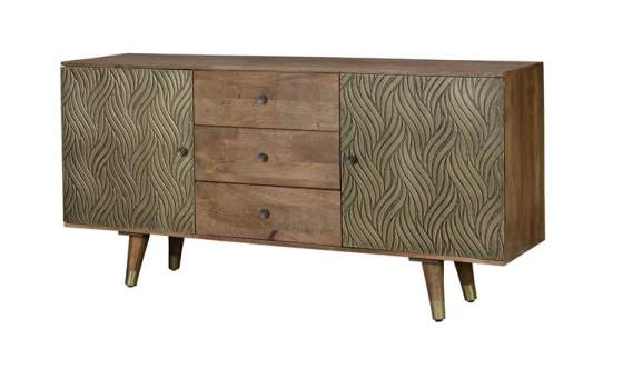 Aparador Madera Mango 3 Cajones 2 Puertas Serie Adiasn