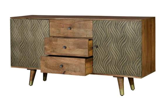 Aparador Madera Mango 3 Cajones 2 Puertas Serie Adiasn