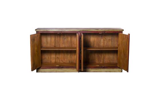 Aparador Mango 4 Puertas Rojo Decape Estilo Oriental Alencas