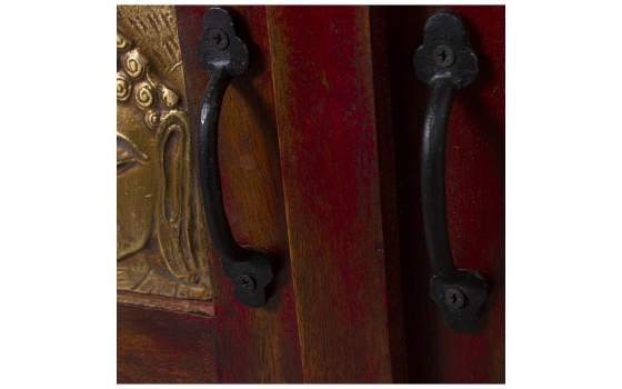Aparador Mango 4 Puertas Rojo Decape Estilo Oriental Alencas
