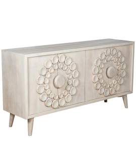 Aparador Madera Mango Color Blanco 4 Puertas Serie Agaz