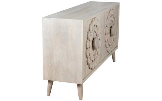 Aparador Madera Mango Color Blanco 4 Puertas Serie Agaz