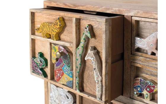 Aparador Madera Mango Detalles Tallados de Animales Albera