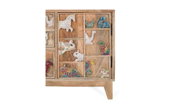 Aparador Madera Mango Detalles Tallados de Animales Albera