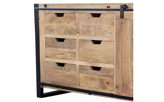 Aparador Madera Mango Hierro 6 Cajones 1 Puerta Serie Averrada Aparador Madera Mango Hierro 6 Cajones 1 Puerta Serie Averrada
