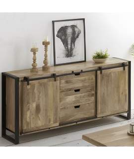 Aparador Madera Mango Hierro  Puertas Correderas Averrada