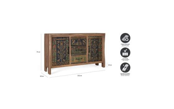Aparador Madera Rustica 2 Puertas 3 Cajones - Agarden