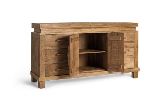 Aparador Madera Teca Etnico 2 Puertas 6 Cajones Serie Avrile