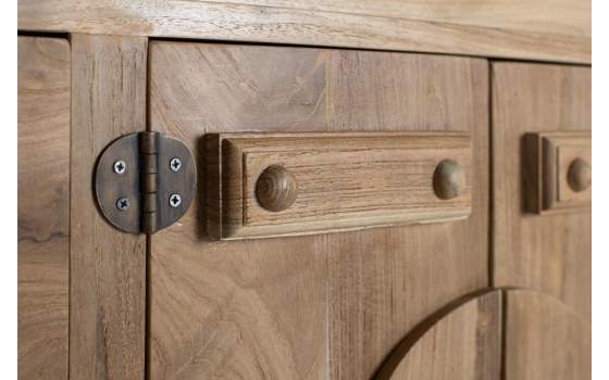 Aparador Madera Teca Etnico 2 Puertas 6 Cajones Serie Avrile