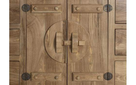 Aparador Madera Teca Etnico 2 Puertas 6 Cajones Serie Avrile