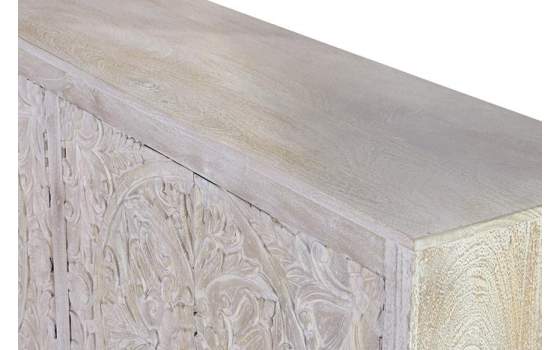 Aparador Mango 4 Puertas Talladas a Mano Blanco Decape Adriost