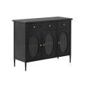 Aparador Metal Negro 3 Puertas 2 cajones Serie Aeren