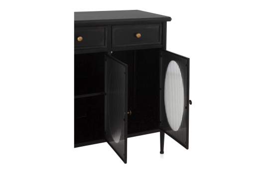 Aparador Metal Negro 3 Puertas 2 cajones Serie Aeren