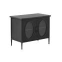 Aparador Metal Negro Industrial 2 Puertas Acristaladas Aubert