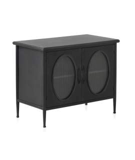 Aparador Metal Negro Industrial 2 Puertas Acristaladas Aubert