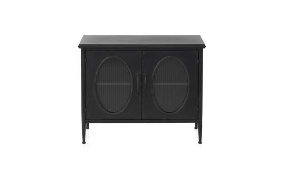 Aparador Metal Negro Industrial 2 Puertas Acristaladas Aubert