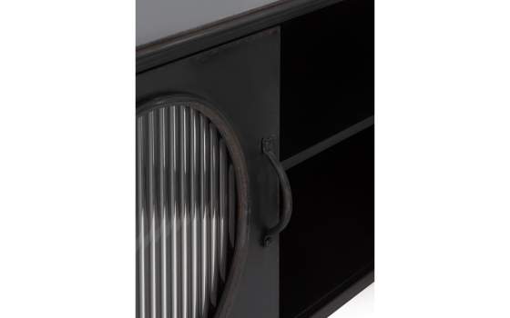 Aparador Metal Negro Industrial 2 Puertas Acristaladas Aubert