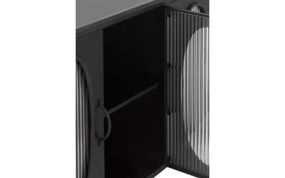 Aparador Metalico Negro Industrial 3 Puertas Acristaladas Aubert