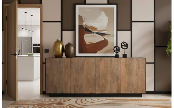 Aparador Modernista 4 Puertas Madera Mango Serie Aoiz