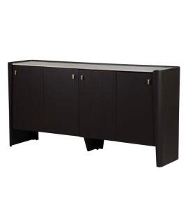 Aparador Modernista 4 Puertas Nogal y Piedra Blanca Alcandro