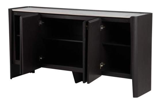 Aparador Modernista 4 Puertas Nogal y Piedra Blanca Alcandro