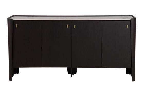 Aparador Modernista 4 Puertas Nogal y Piedra Blanca Alcandro