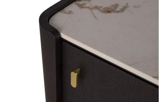 Aparador Modernista 4 Puertas Nogal y Piedra Blanca Alcandro