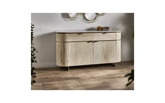 Aparador Moderno 2 Puertas 2 Cajones Madera Marmol Sextans