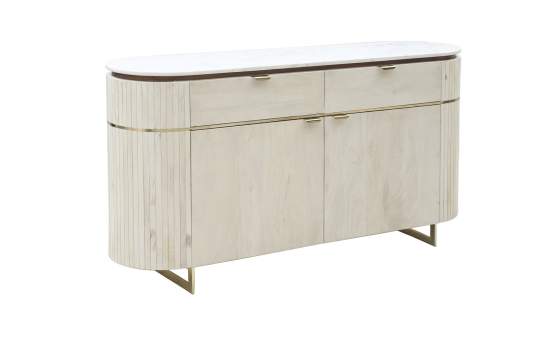 Aparador Moderno 2 Puertas 2 Cajones Madera Marmol Sextans