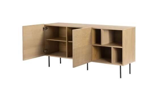 Aparador Moderno 2 Puertas Estantes Madera Roble Bester