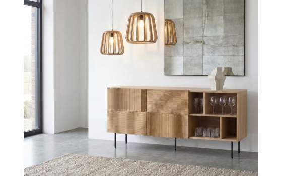 Aparador Moderno 2 Puertas Estantes Madera Roble Bester