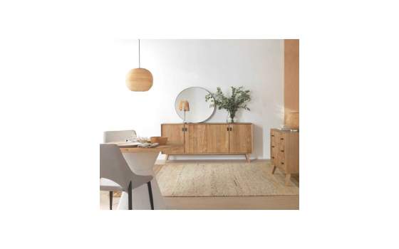 Aparador Moderno 4 Puertas Acabado Natural Serie Aridasa