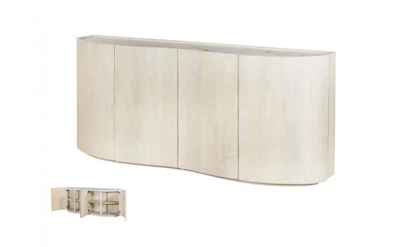 Aparador Moderno 4 Puertas Madera Mango Marmol Serie Ishat