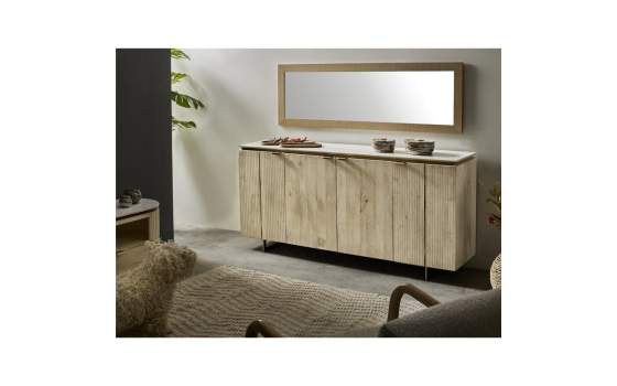 Aparador Moderno 4 Puertas Madera y Marmol Serie Sextans