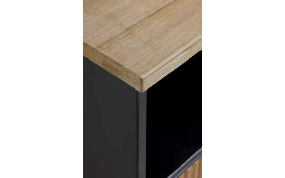 Aparador Moderno Madera Natural y Acero Negro Serie Aitanti