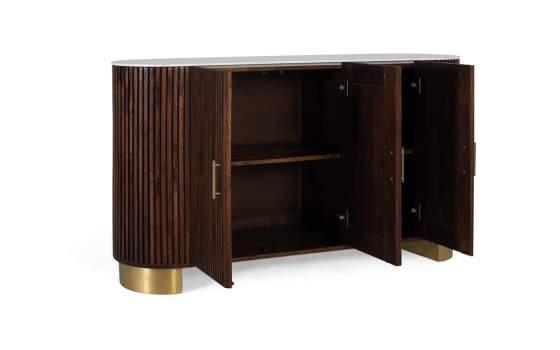 Aparador Nogal Diseño Moderno 3 Puertas Serie Arpass