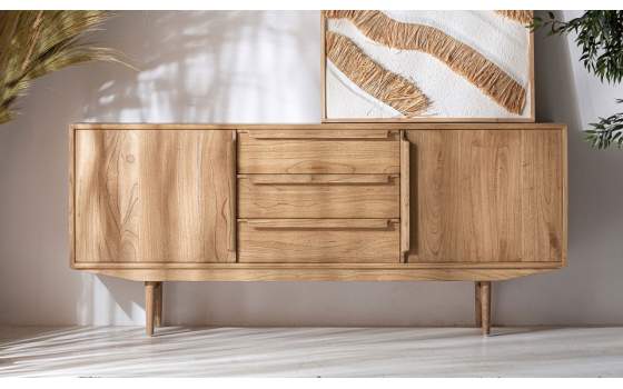 Aparador Nordico Actual 2 Puertas 3 Cajones Serie Avre